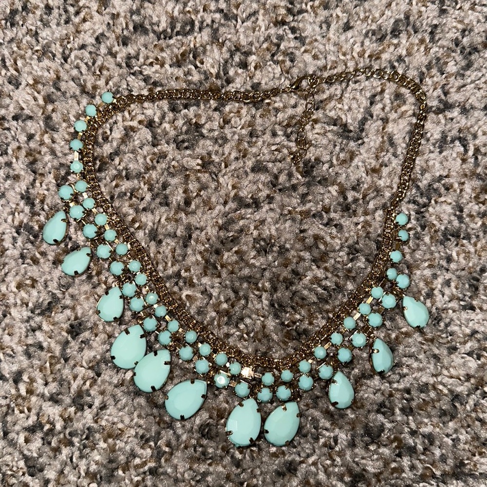 Turquoise rhinestone necklace